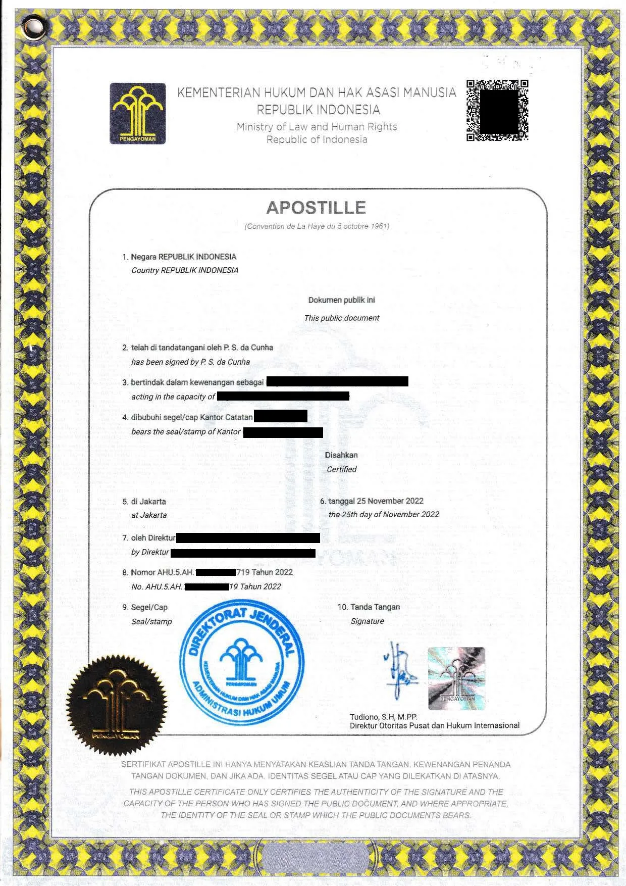 Apostille  from Indonesia