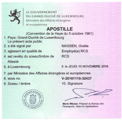 Apostille in Luxembourg 