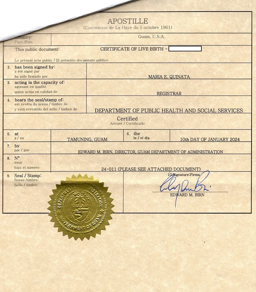 Apostilla en Guam Apostille from Guam