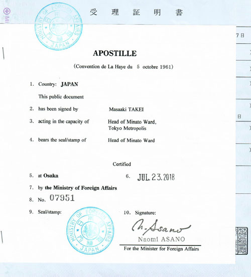 Apostille from Japan