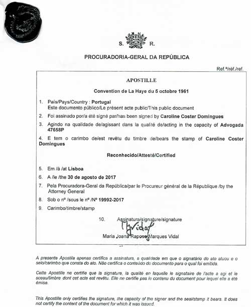 Apostilla y legalización consular de documentos en Portugal