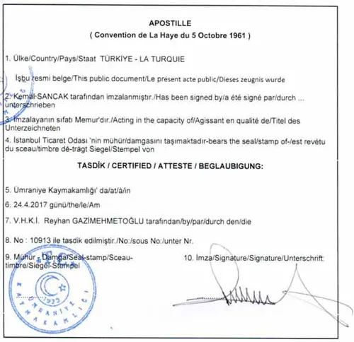 Apostilla en Turquía Apostille from Turkey