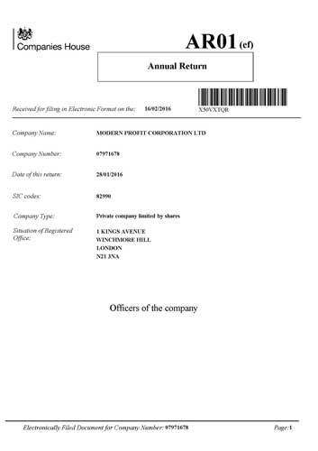 Annual Return from commercial register of United Kingdom