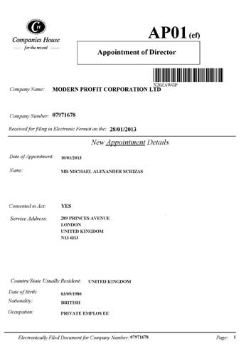 Appointment of Director or Secretary from commercial register of United Kingdom