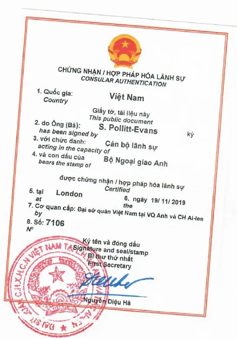 Consular legalization in Vietnam